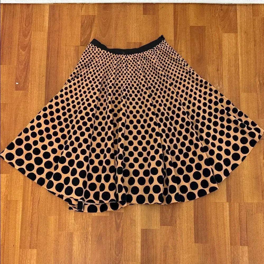 Vintage free people Y2K Polka Dot A-Line stretch Skirt - Black and Tan 6